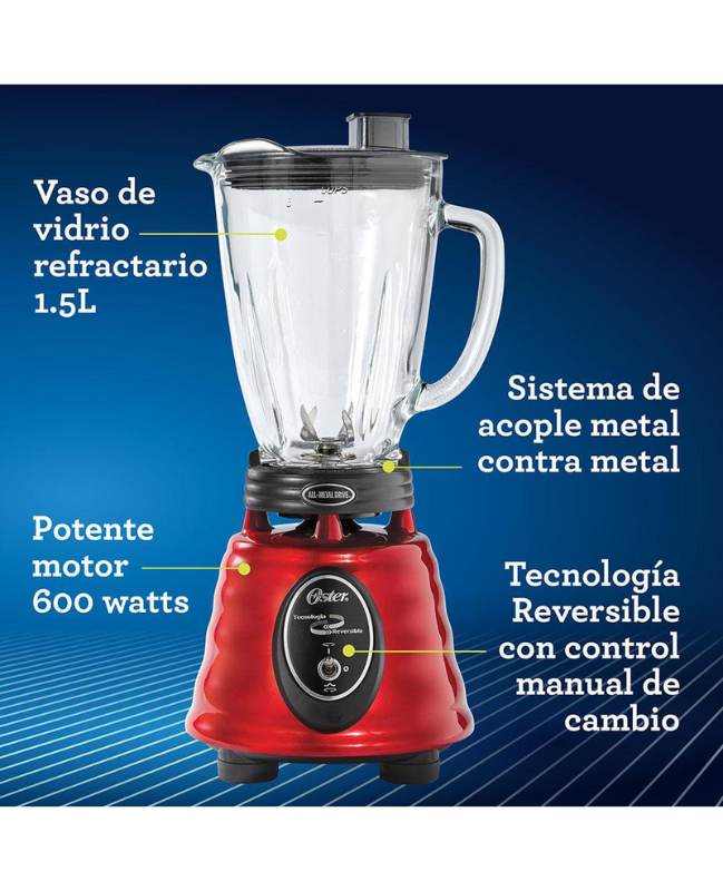 Licuadora Clásica Oster BEST02 R01 Motor Reversible Rojo - Imagen 3
