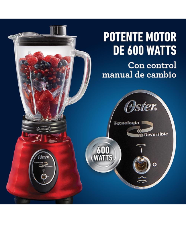 Licuadora Clásica Oster BEST02 R01 Motor Reversible Rojo - Imagen 2