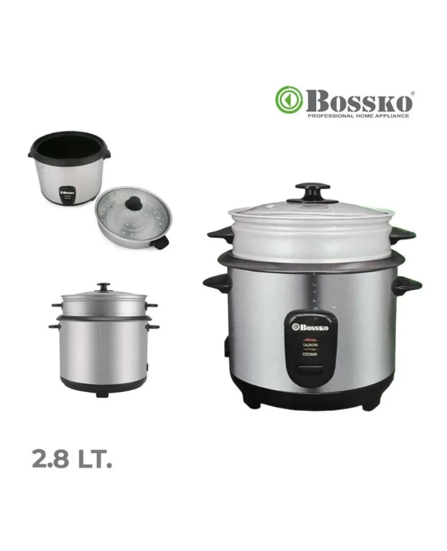 Olla arrocera multiusos 2.8 lt Bossko – Acero